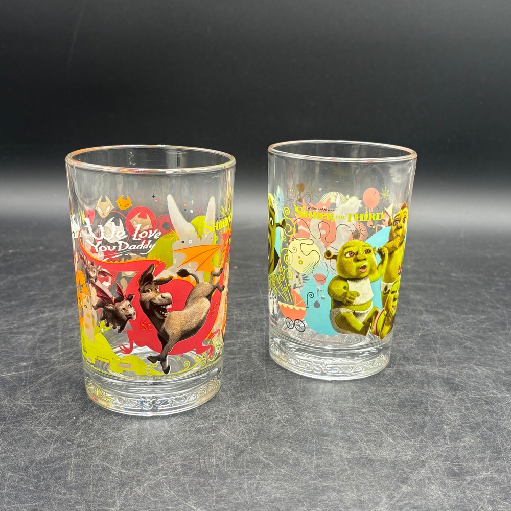 Vintage McDonalds Shrek the Third Glass Set Puss in Boots Donkey Babies 2007